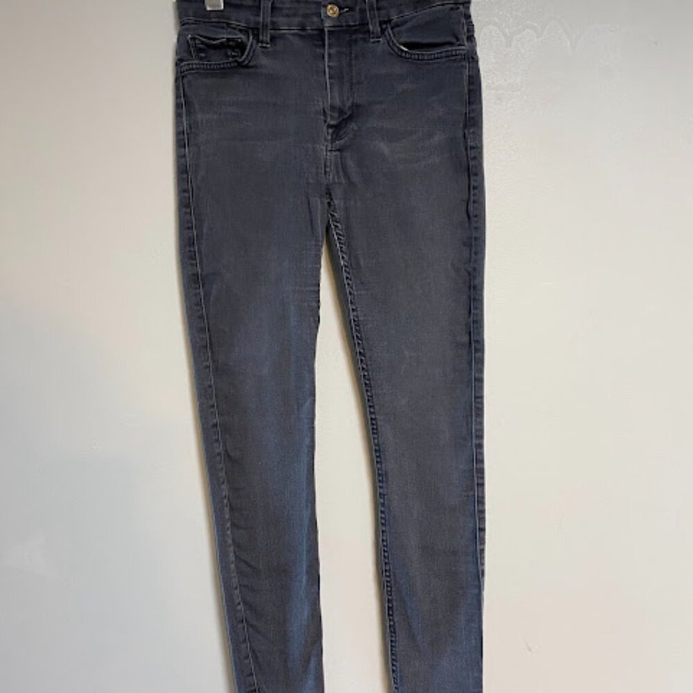 7 For All Mankind The High Waist Washed Black Women's Ankle Skinny Jeans Size 27 - Picture 3 of 12